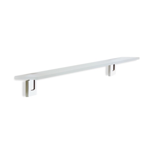 Bathroom Shelf, StilHaus Q04-08, Frosted Glass Bathroom Shelf with Chrome Holders Q04-08